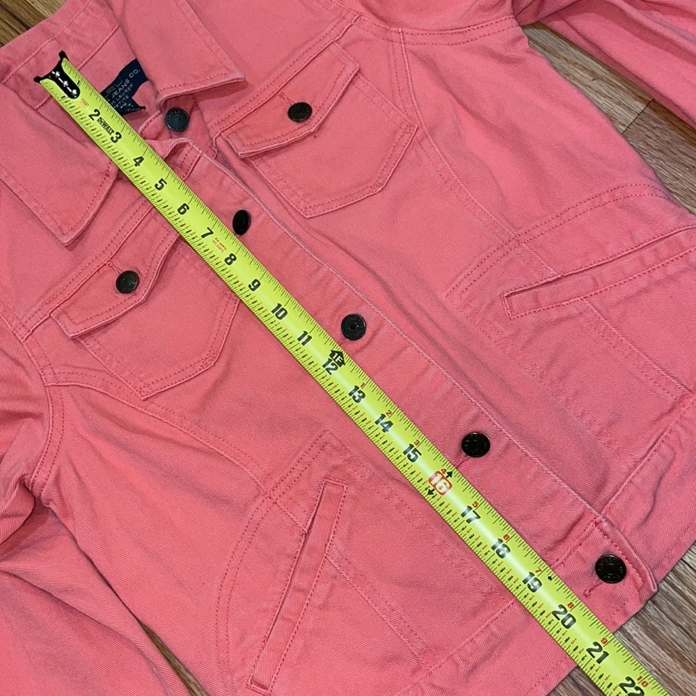 LRL Lauren Ralph Lauren color Denim Jean Jacket Petite Medium M /Coral